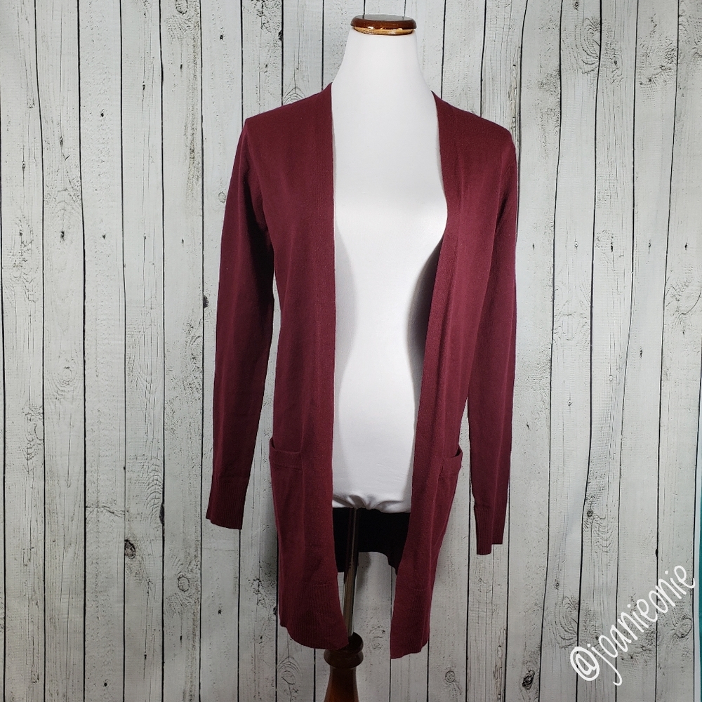 xx SUSINA Nordstrom Long Cardi Burgundy Sz XS NWT - Picture 2 of 5